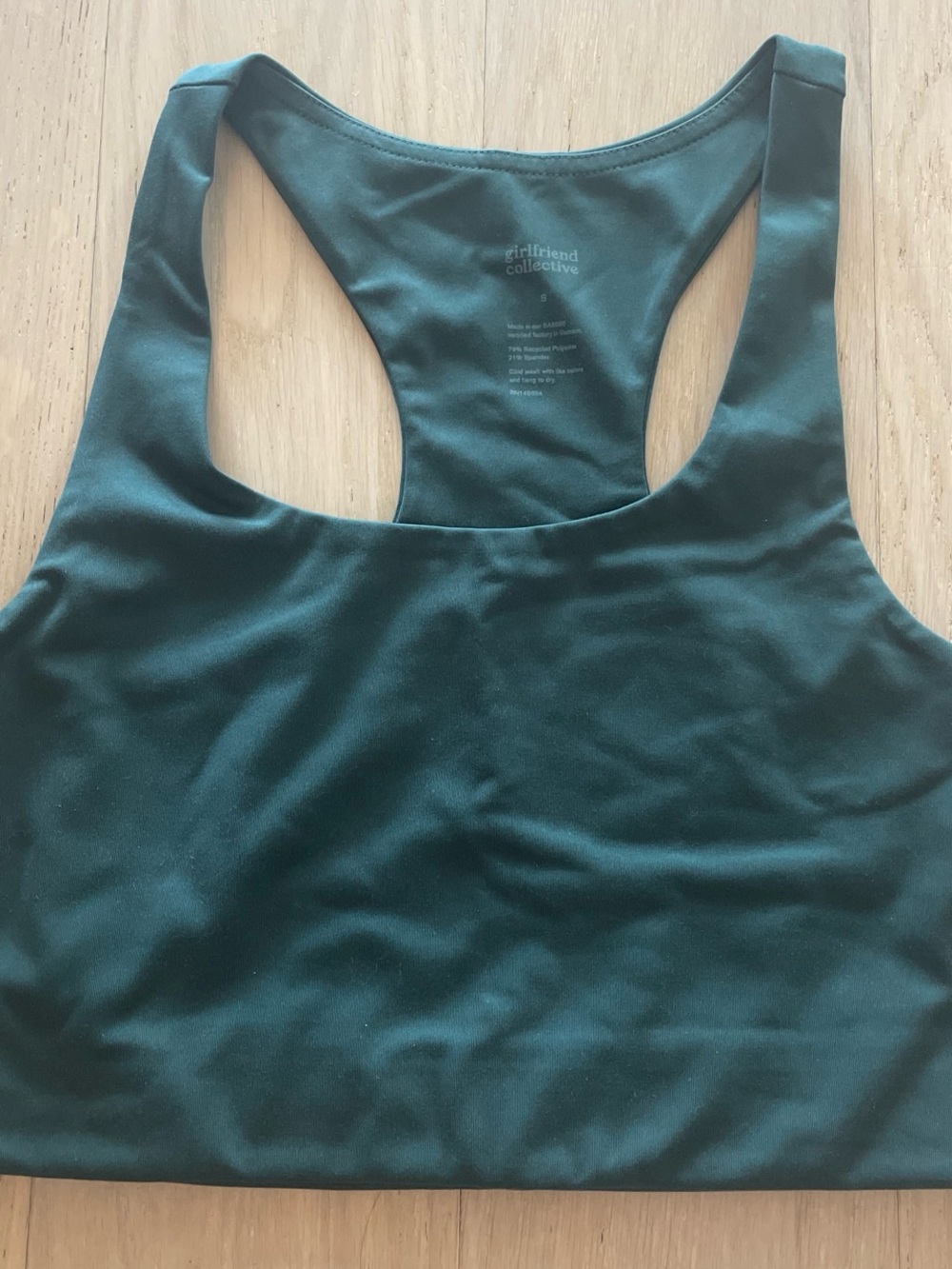 girlfriend collective Teal Green Racerback Sports Bra